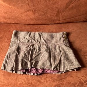 Wool Pleated Mini Skirt